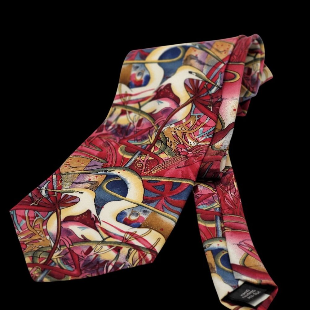 Colorful Abstract Art Silk Tie By Grace Grandfathercore Wide